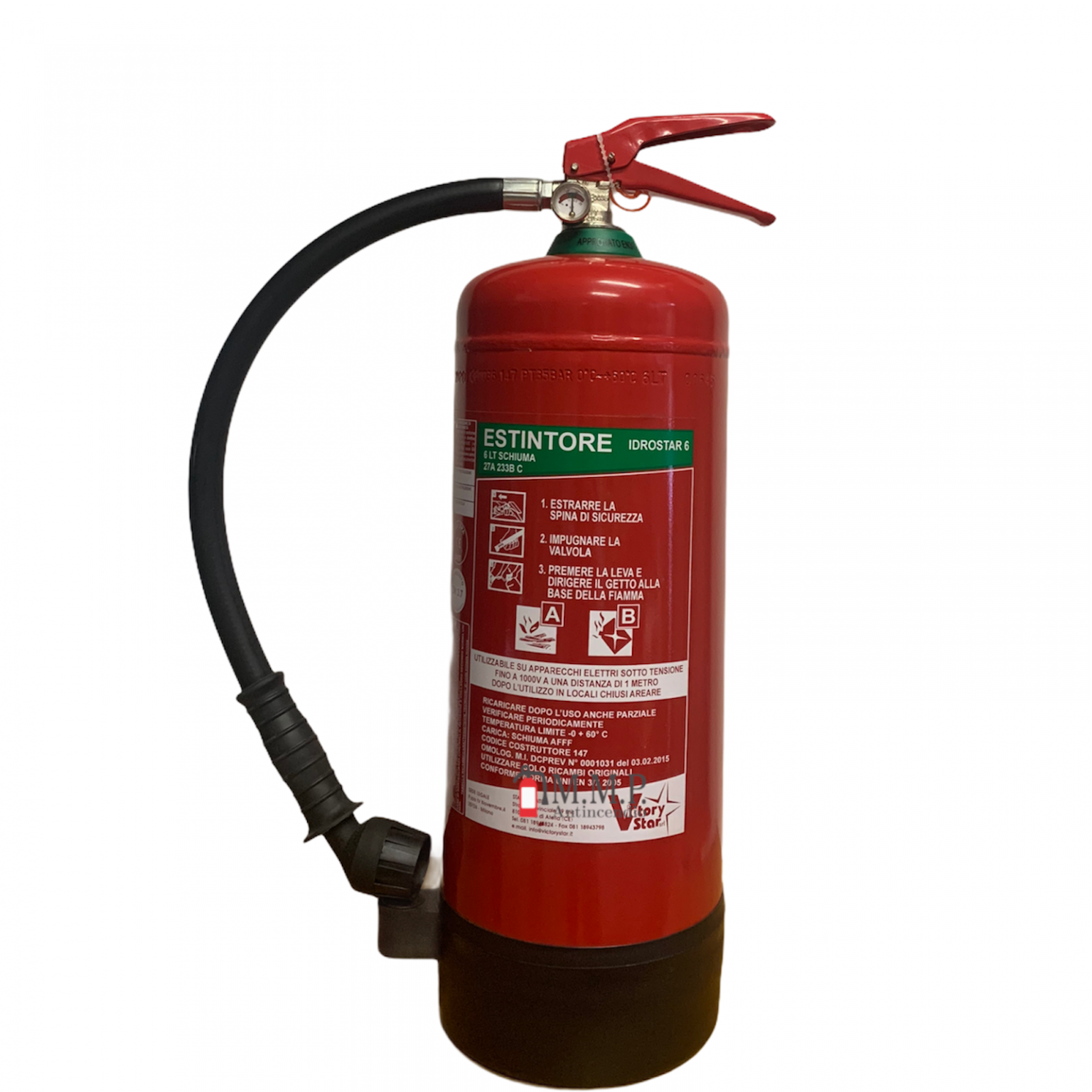 Estintore Automatico Idrico 6 Litri - CE Certificato, Con Agente Estinguente Acqua+schiuma AFFF, Intervento A 68°C