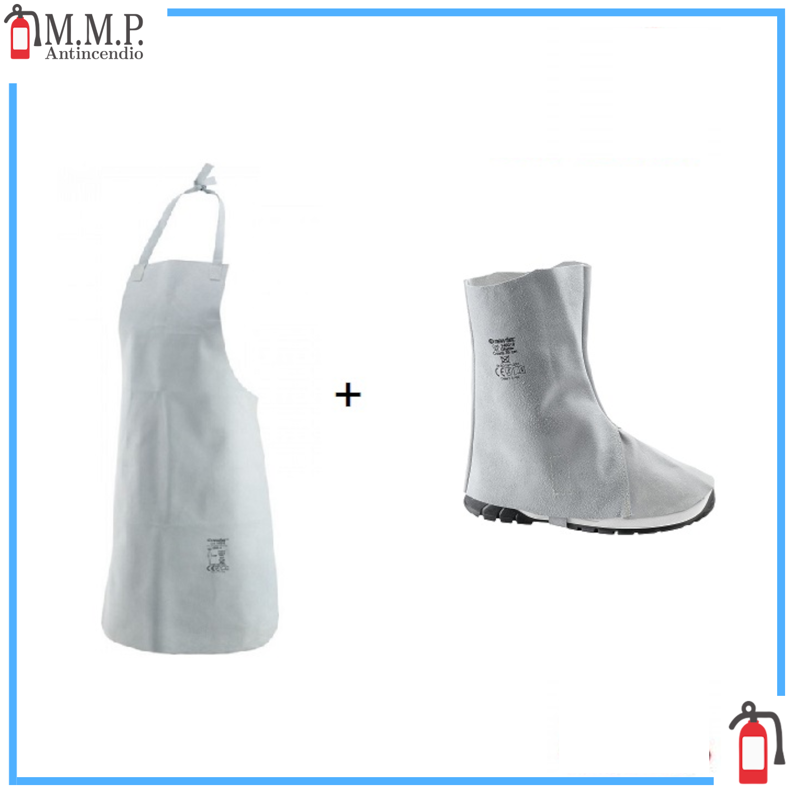 Grembiule in crosta per saldatura + ghette meccanico officina protezione scarpe