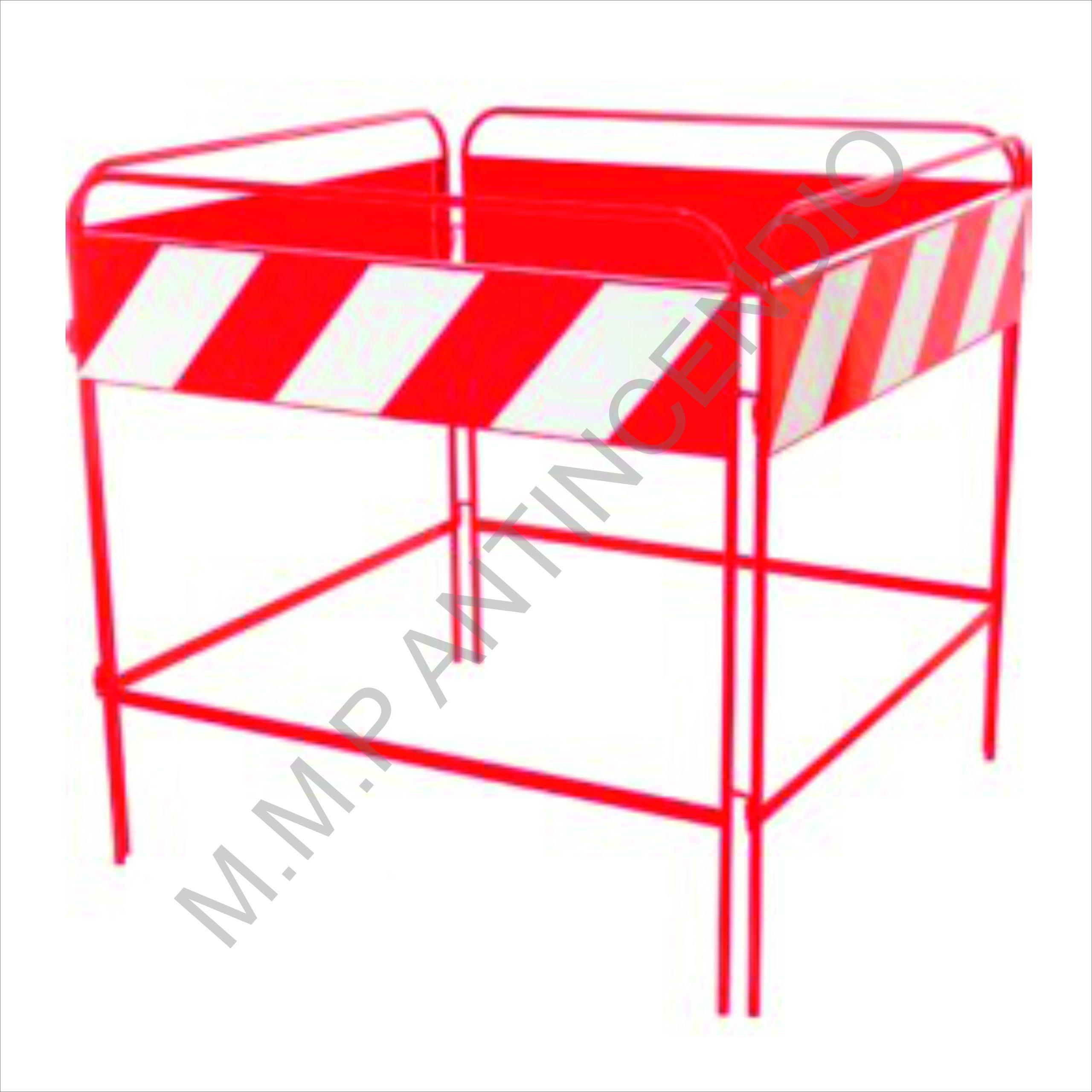 Barriera di recinzione stradale per chiusini tipo quadrilatero strisce bianco rosse 100x100 cm certificata classe 1
