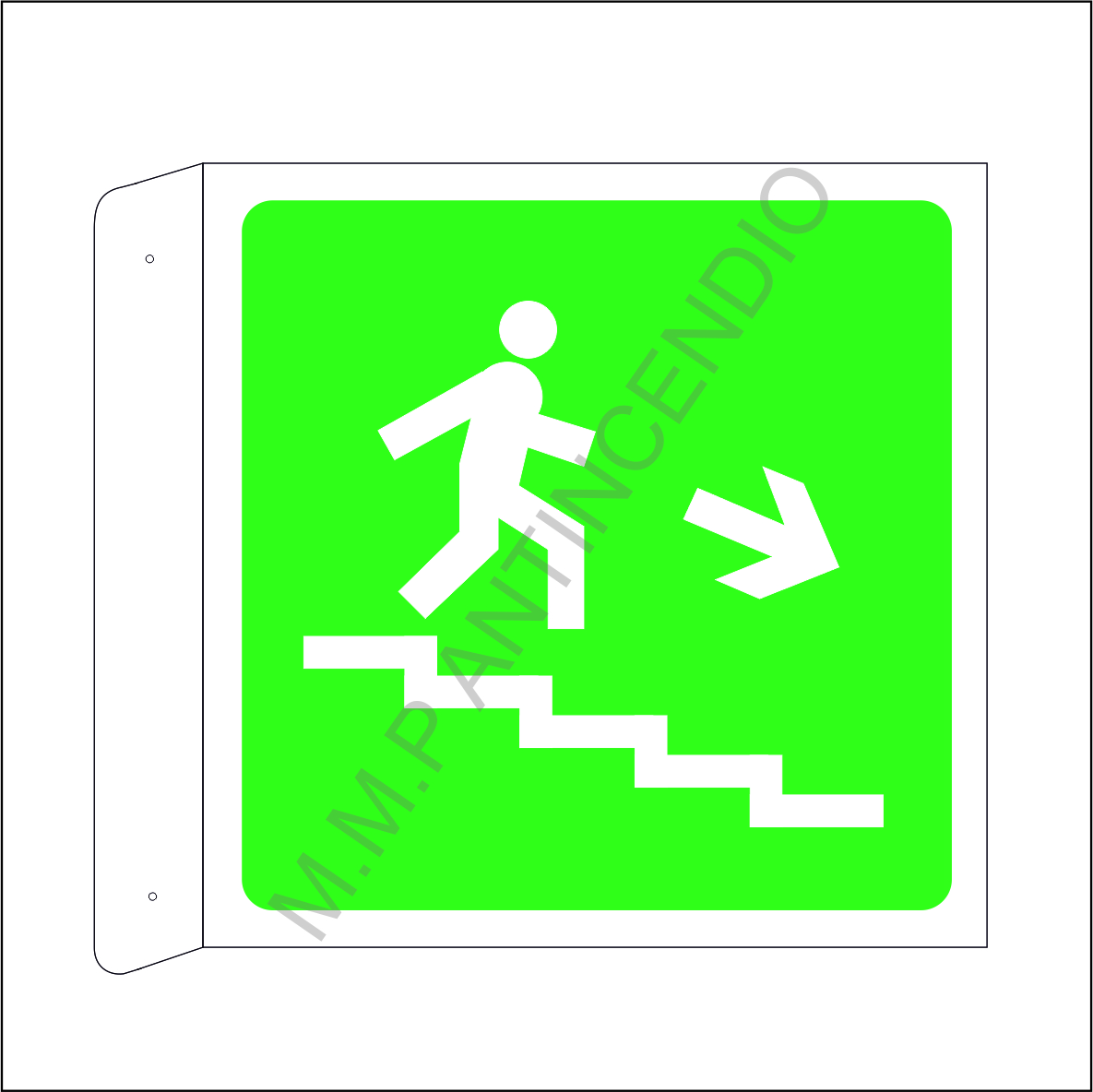 Cartello Bifacciale Scala di emergenza basso dx solo pittogramma