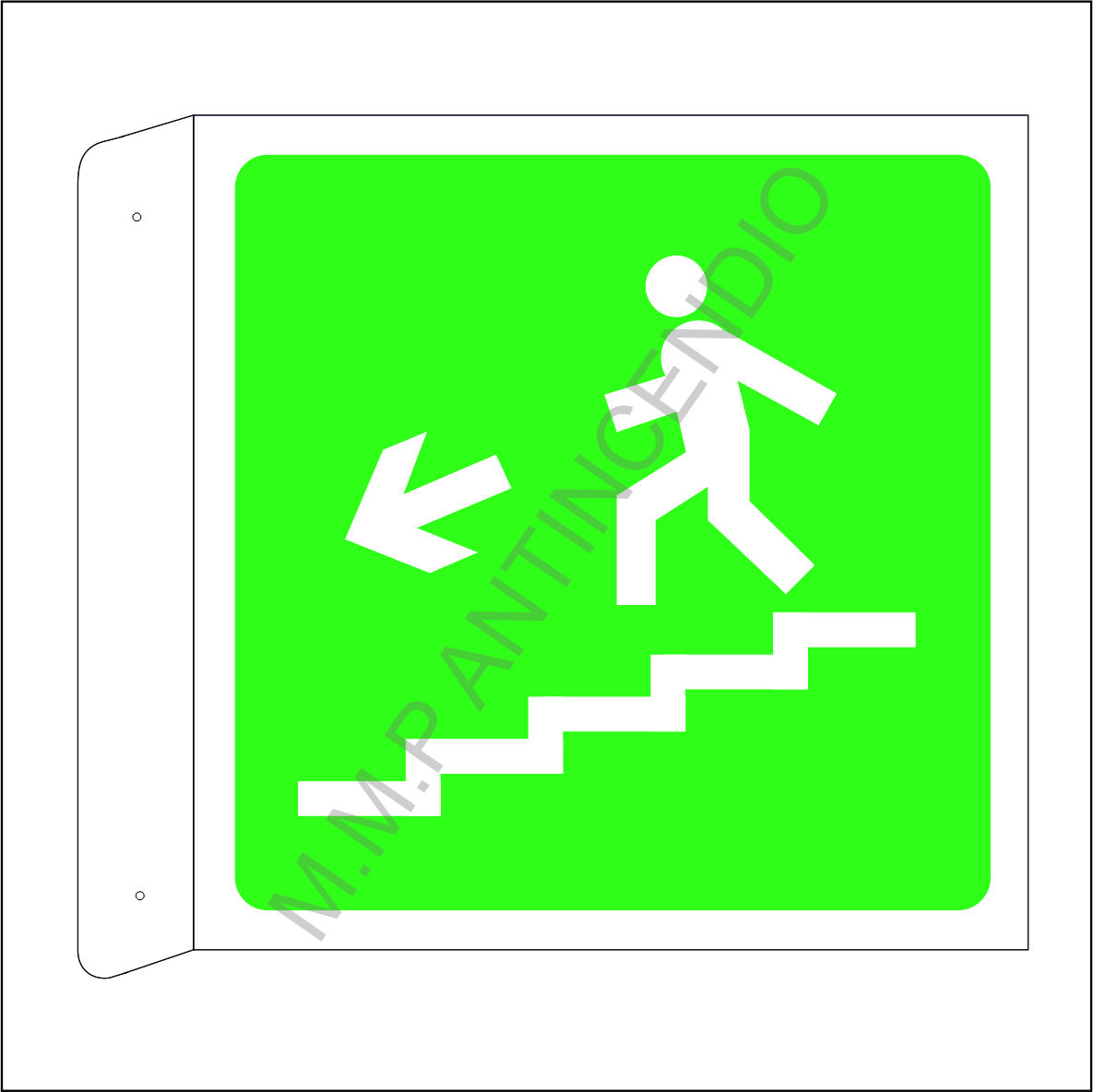 Cartello Bifacciale Scala di emergenza basso sx solo pittogramma