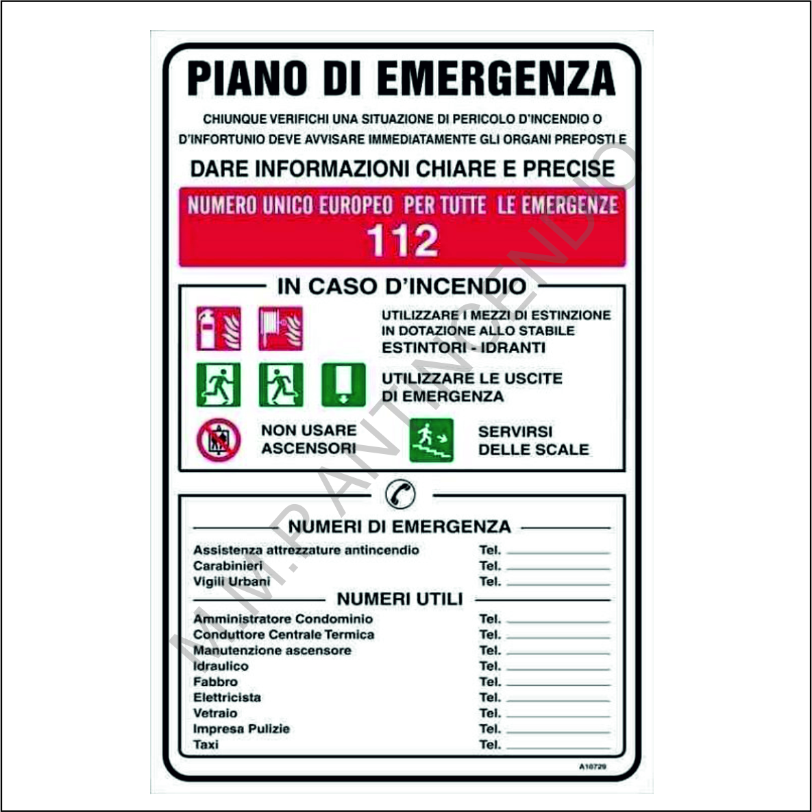 Cartello Piano di emergenza condomini