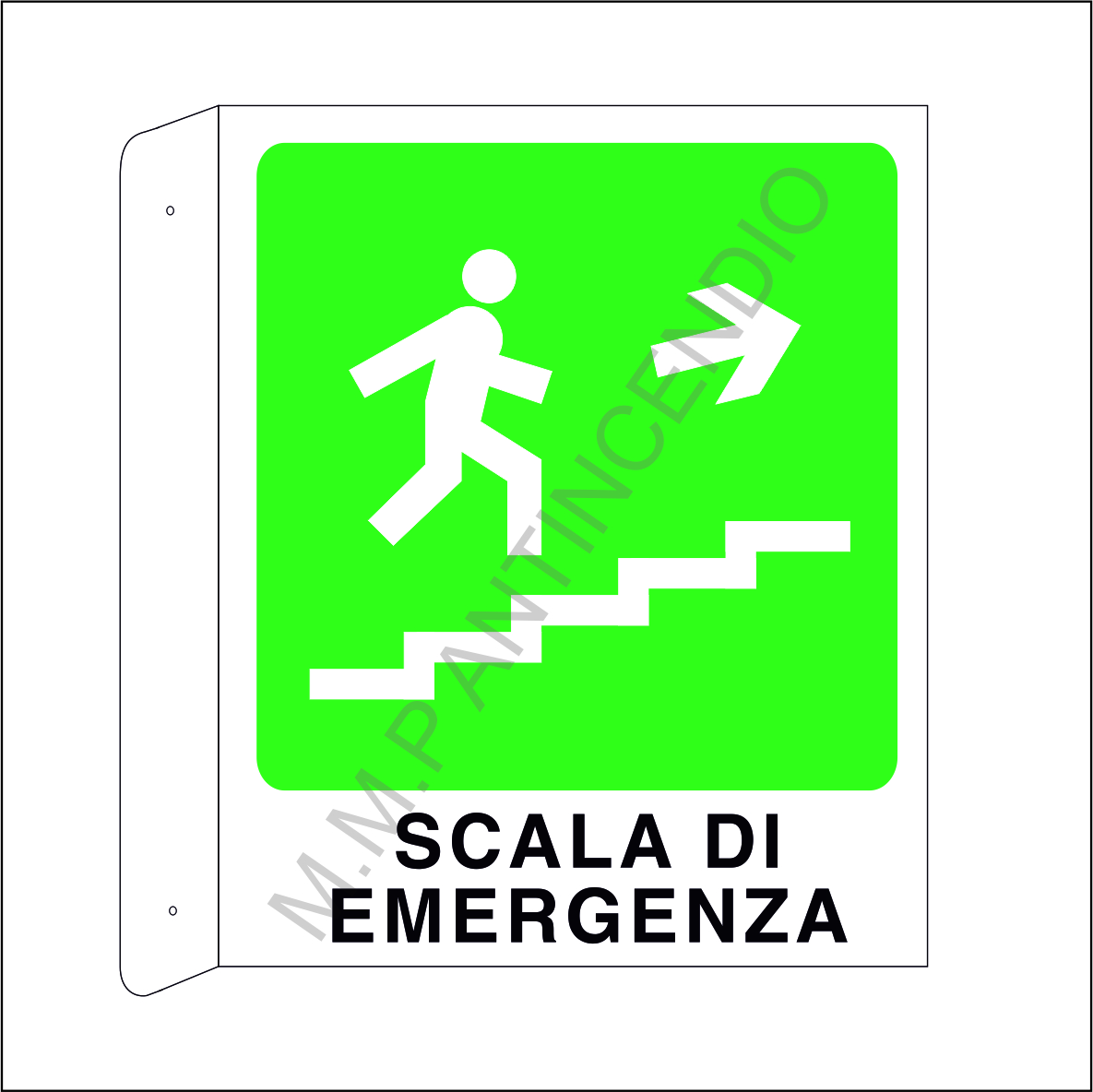Cartello bifacciale Scala di emergenza dx sopra