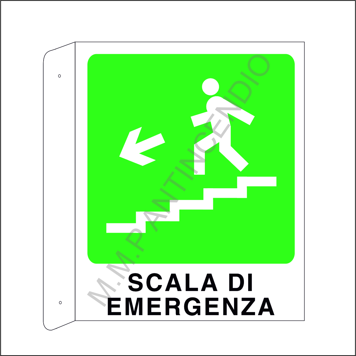 Cartello bifacciale Scala di emergenza sx basso