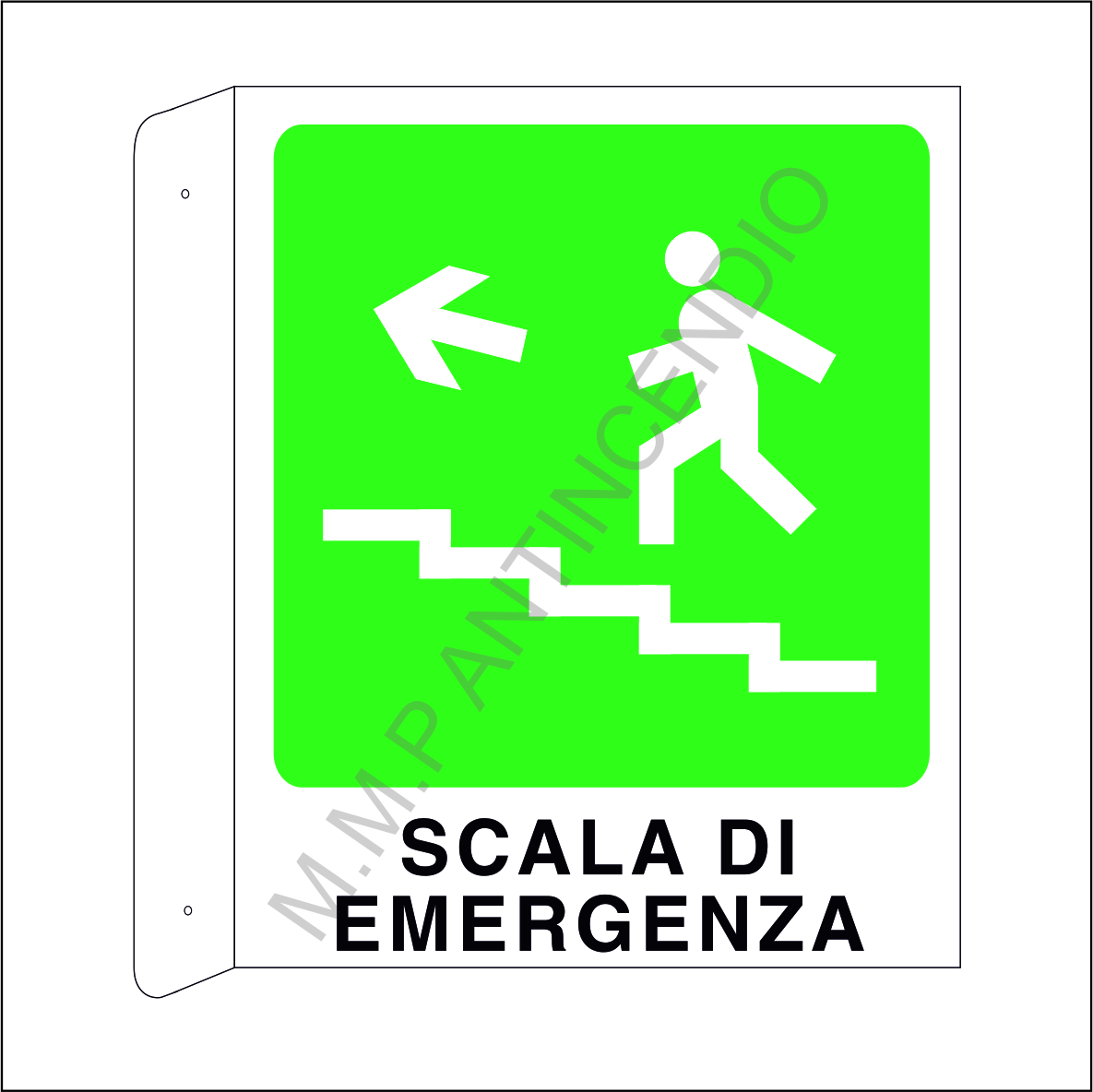 Cartello bifacciale Scala di emergenza sx sopra