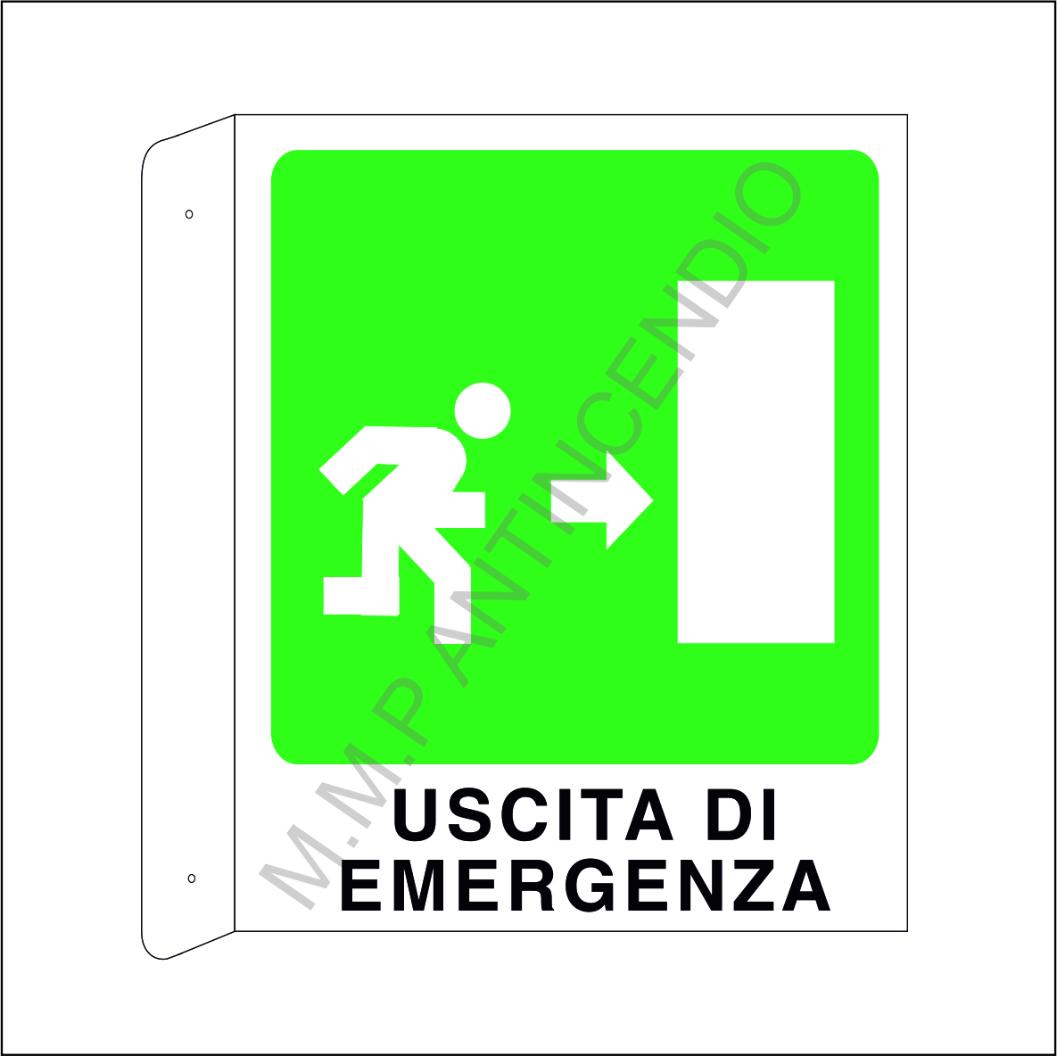 Cartello bifacciale uscita di emergenza dx