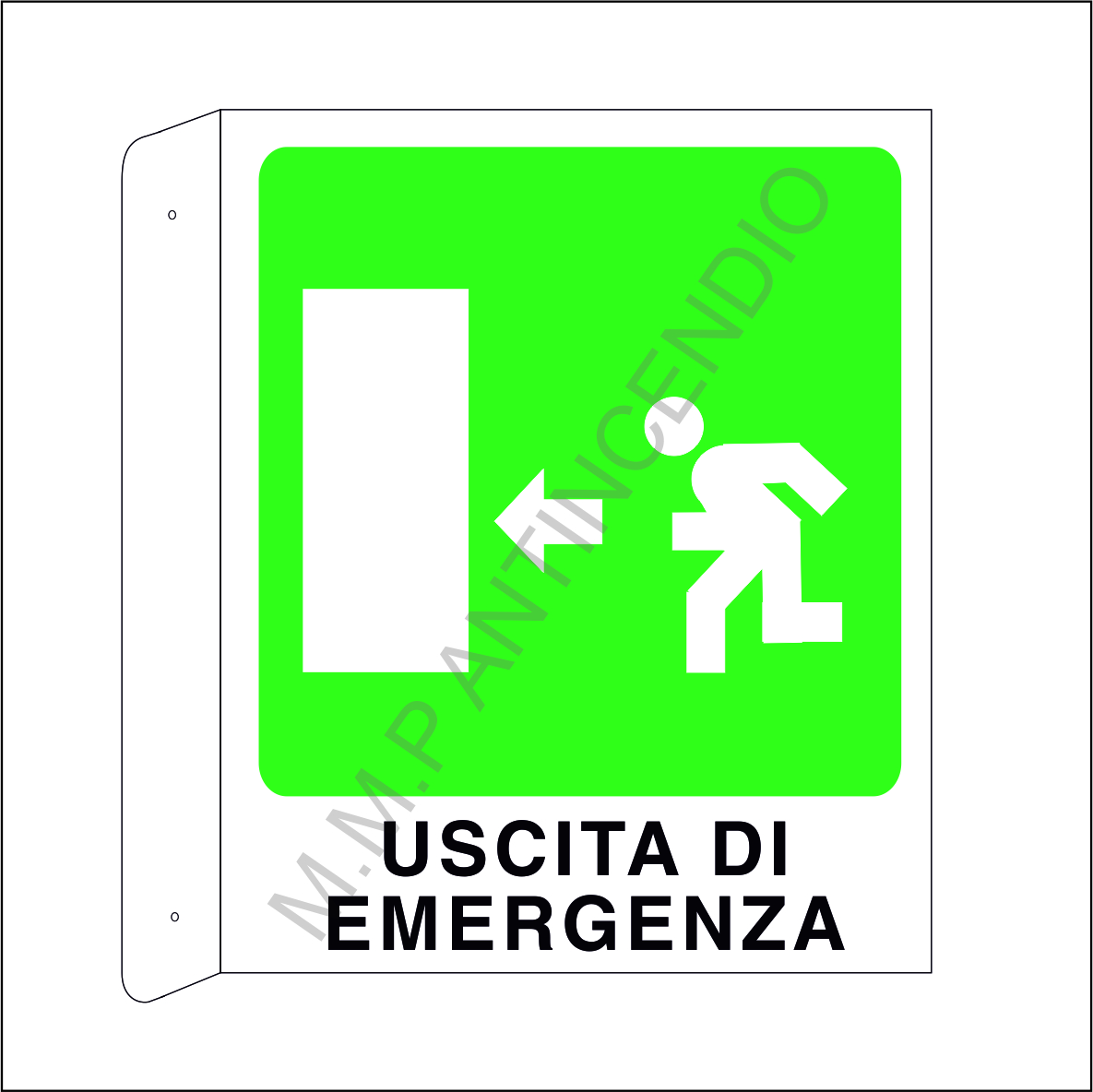 Cartello bifacciale uscita di emergenza sx