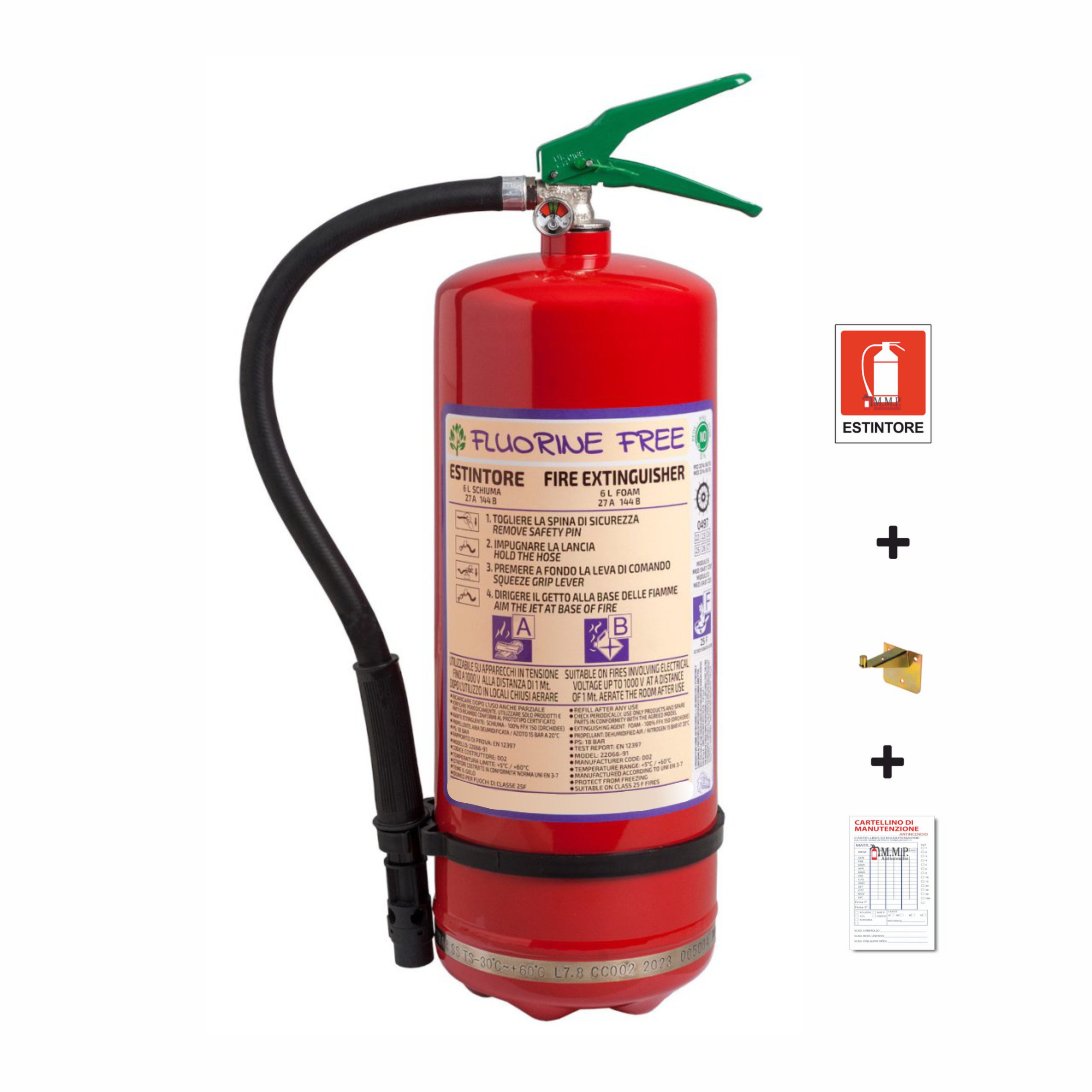 Estintore A Schiuma 6 LT Emme Antincendio Senza Fluoro INOX Fluorine Free